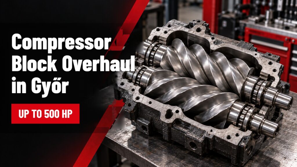 Compressor block overhaul in Győr – disassembled screw compressor airend