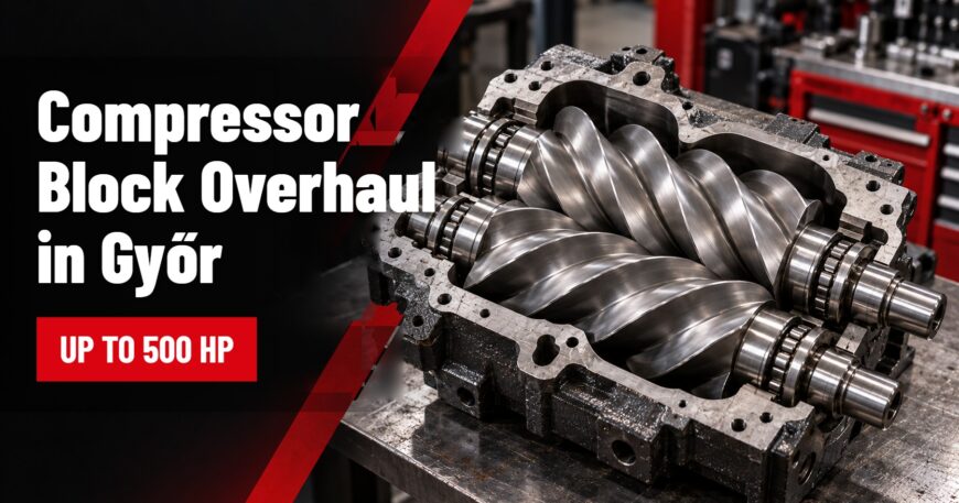 Compressor block overhaul in Győr – disassembled screw compressor airend
