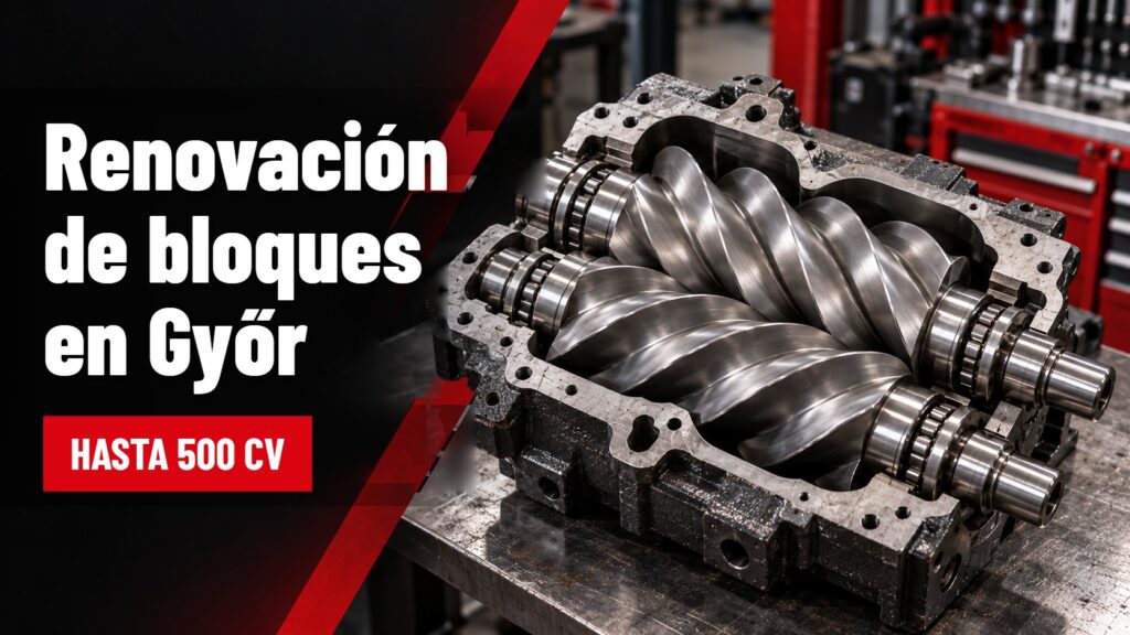 Renovación de bloques de compresor en Győr – bloque de compresor de tornillo desmontado