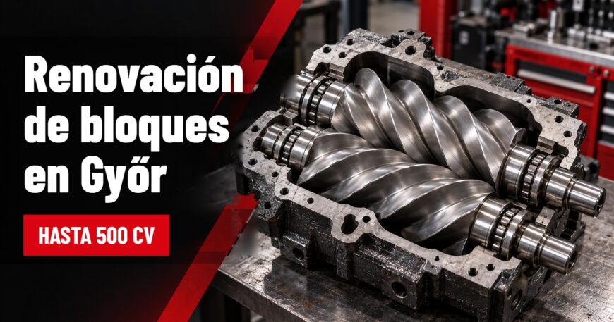 Renovación de bloques de compresor en Győr – bloque de compresor de tornillo desmontado